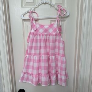 Entro Pink and White Gingham Camisole with Shoulder Ties